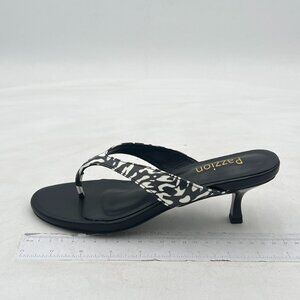 Pazzion Women's Fashion Open Toe Kitten Heel Flip Flops Slip On Low Heeled Thong